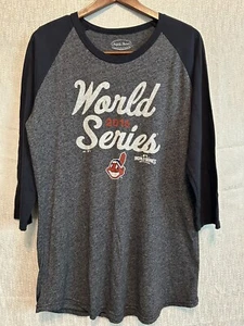 Cleveland Indians 2016 World Series MajesticThreads3/4 Sleeve Raglan Shirt Large - Picture 1 of 9