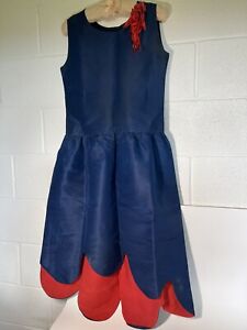 Vintage Womens Dress Blue Taffeta Red Silk Drum Majorette Parade Costume Size 10