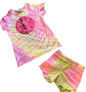 Hope Jeans girls 2pc happy face cold shoulder tie dye top and shorts set L(8) - Picture 1 of 3
