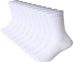 10 Pairs Kids Athletic Crew Socks, Kids Athletic Crew Socks, 9-12 Years - Picture 1 of 6