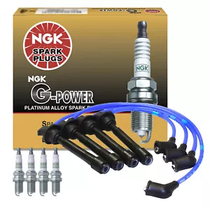 NGK Wire & 4 G-Power Platinum Spark Plugs Kit For Hyundai Elantra Kia Sportage - Picture 1 of 1