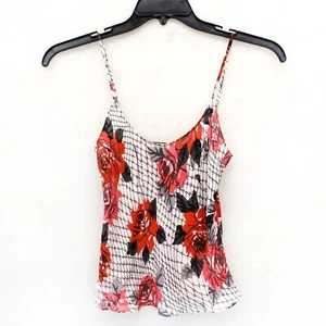 Diane Von Furshtenberg Y2K Signature floral print coquette strap silk blouse top - Picture 1 of 6