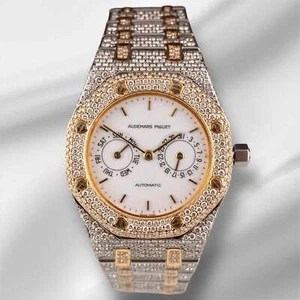 Audemars Piguet Royal Oak 2-Tone Gold 36mm Iced Out 15ct Diamonds 25572SA - Picture 1 of 12