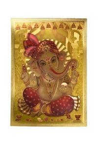 Golden Hindu God Picture * GANESH * Approx. 21 cm x 30 cm - Picture 1 of 3