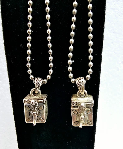 Sterling Silver Prayer Boxes with Chains Cover