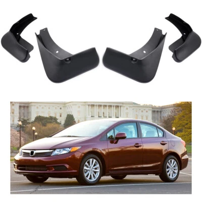 4Pcs Car Mud Flaps Splash Guard Mudguard Fender for 2012-2014 Honda Civic Sedan - Image 1 of 4