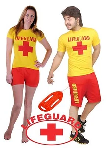 Mens Womens Kids Adults Life Guard Rescue Team Miami Beach Outfit Shorts and Top - Picture 1 of 9