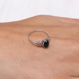 Black Onyx Gemstone 925 Sterling Silver Handmade Boho Ring Wedding Gift K-545