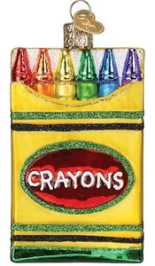 Old World Christmas Blown Glass Ornament, Box of Crayons - Picture 1 of 4