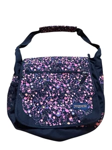 Jansport Messenger Bag Floral Print Navy Pink Adjustable Strap Crossbody School - Picture 1 of 9