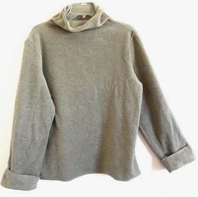 DKNY CLASSIC  L Khaki Beige Neutral Cozy Comfy Relaxed Fit Warm Up Top Cotton - Image 1 of 4