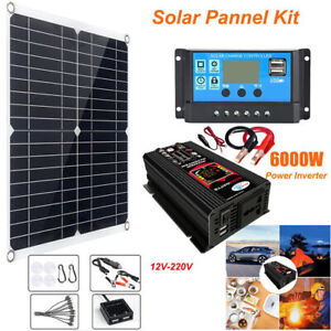 6000W 100A 220V Solar Panel Kit Complete Solar Power Generator Home Grid System.