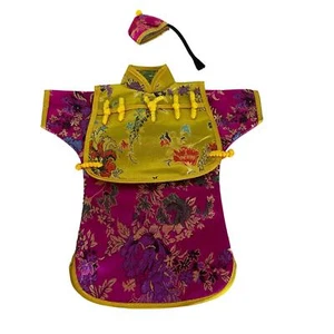 Copribottiglia vino o vestiti bambola stampa orientale cinese asiatica kimono geisha - Foto 1 di 5