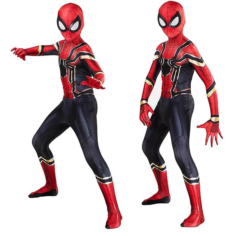 Superhero Spiderman Cosplay Costume Bodysuit Jumpsuit For Kids Holiday Party - Image 1 of 4