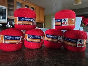 NEW-lots of Pingouin Coton Neige-red - 50 Gm/90yd- Made in France - Picture 1 of 6