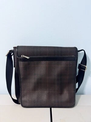 Burberry Brown Plaid Coated Canvas Crossbody Bag, Nice Condition  - Image 1 of 4