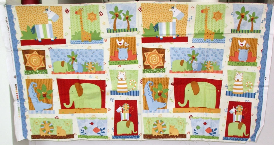 1 panel colorido de tela de costura artesanal de algodón "Jungle Buddies" Foto 1 de 1