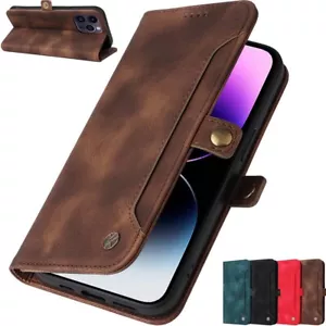 For iPhone 14 13 12 11 XS XR SE 6s 7 8 Plus Wallet Card Stand Leather Case Cover - Picture 1 of 33