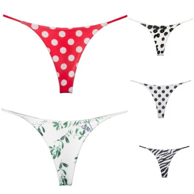 Sexy Tanga Sin Costuras Cintura Baja Bikini Estampado Algodón Lencería para Damas con Cordones Foto 1 de 4