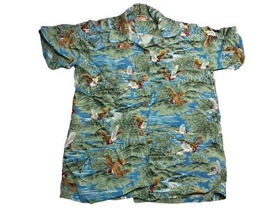 VTG 40s 50s Polynesian Sportwear Mens Shirt Green Bird Hawaiian Aloha Japanese M - Image 1 of 4