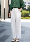 Womens Linen Casual Pants 2024 Summer Loose Fit One Button Style Casual Rousers