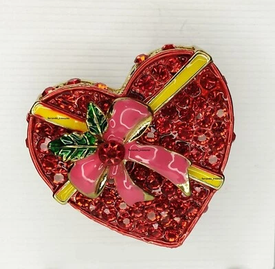 Caja de Chocolates San Valentín Cristal Estrás Broche Prendedor y Bolso Dorado Foto 1 de 4