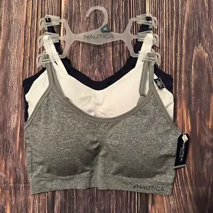 Nautica Womens 3 Pack Super Soft Comfort Bra Plus Size 1X Removable Pads Solid - Picture 1 of 9