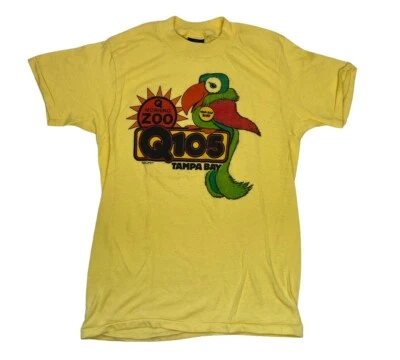 Q105 Tampa Bay 1980s Morning Zoo Rookie Bird Shirt Rare Tampa Fl Medium M Vtg - Image 1 of 4