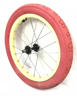 Rueda amarilla delantera de bicicleta de 16" con neumático rojo de 2,125" Mini-BMX bicicleta para niños #A78 Foto 1 de 3