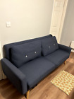 Fabric Sofa Bed With Armrests Cushions And Button Detailing In Dark Blue