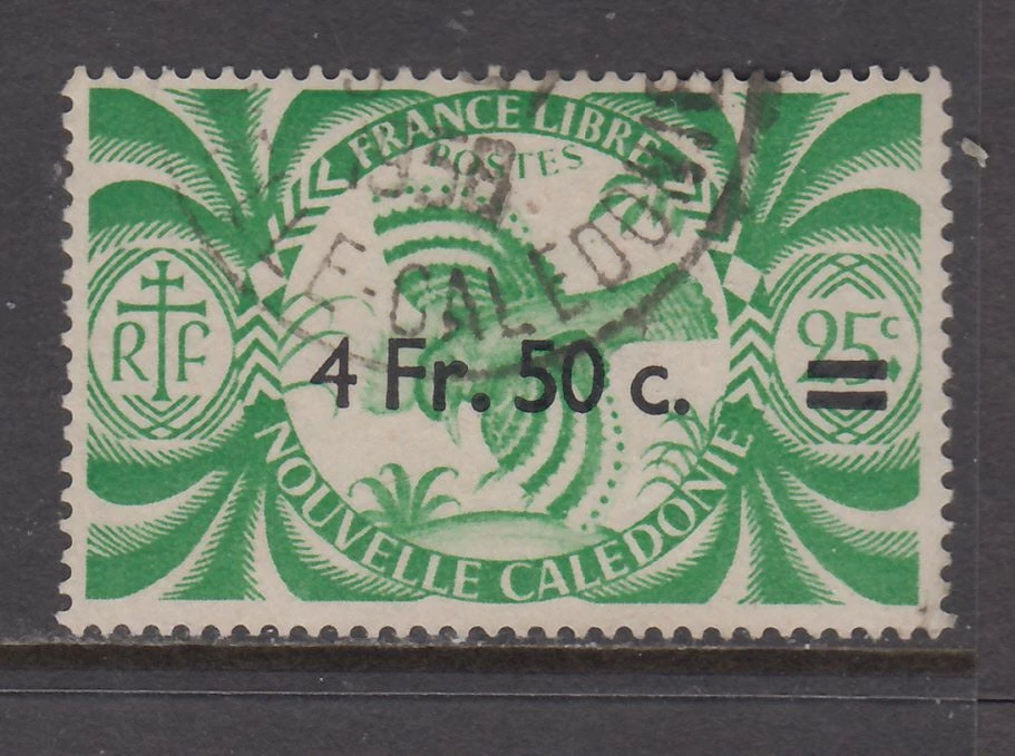 New Caledonia - 4f50 on 25c Free French Issue (Used) 1945 (CV $12) - Image 1 of 1