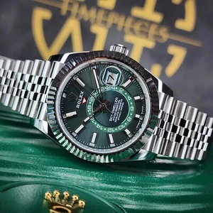 ROLEX SKY-DWELLER 42MM 336934 GMT ANNUAL CALENDAR GREEN DIAL JUBILEE B&P - Picture 1 of 18