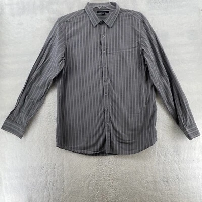 Marc Anthony Men's XL Slim Fit Long Sleeve Shirt Gray Striped  Button Up - Image 1 of 4