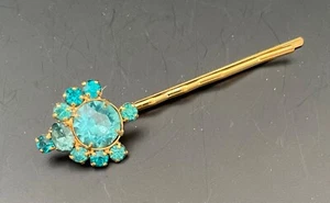 Aqua Blue Rhinestone Hair Bobby Pin Prom Party Wedding Hair Accessories - Picture 1 of 3