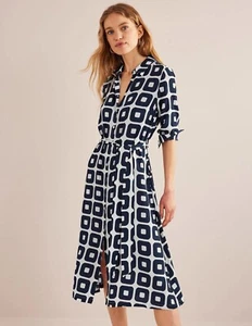 Boden - Printed Midi Shirt Dress - Kleid Taschen Muster NEU UK 10 P EU 38 - Bild 1 von 5