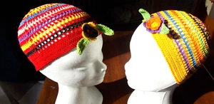 BONNETS  CHAPEAU CROCHET  CREATION S RAISONNIER ARTISANAT FRANCAIS LOT DE 2  - Picture 1 of 2