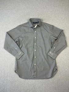 Polo Ralph Lauren camicia uomo 15,5-32/33 grigio micropiede di cane manica lunga bottone - Foto 1 di 11