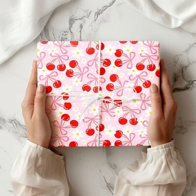 Cherry Daisies Wrapping Paper A2 Sheet Birthday Anniversary Cute Gift Wrap W4