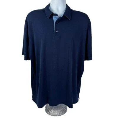 Roundtree & Yorke Cool Core 3-Button Short Sleeve Polo Shirt Men's XXL Navy Blue - Image 1 of 4