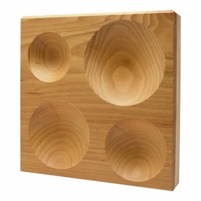 Large Wood Dapping Block 4 Round Impressions Jewelry Metal Forming Shaping Tool - Image 1 of 2