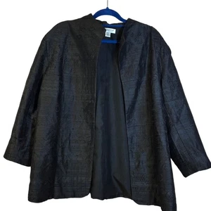 Coldwater Creek Jacke schwarz Seide bestickt XL vorne offen leicht - Bild 1 von 5