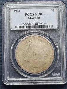 1921 Morgan Dollar $1 WORST GRADE Graded PCGS PO1 POOR 1 LOWBALL RARE #92410 - Picture 1 of 2