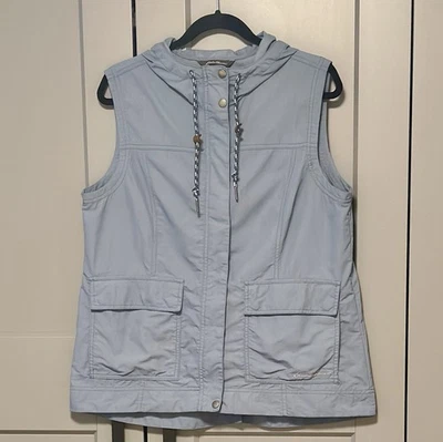 Eddie Bauer Freemont Vest Sz L Blue Nylon Zip Hood Utility Gorpcore Outdoor Fall - Image 1 of 4