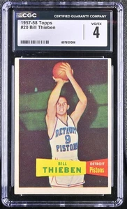 1957-58 Topps #20 Bill Thieben Detroit Pistons - CGC 4 VG/Ex  - Picture 1 of 2