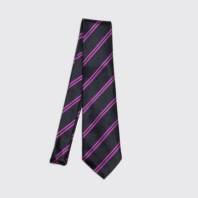 Ralph Lauren Purple Label Tie Pink Black Striped Made in Italy - Image 1 of 3