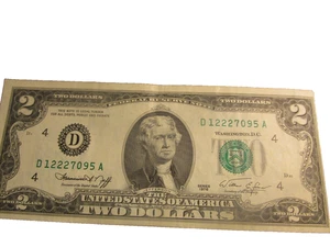 VINTAGE SERIE 1976 ZWEI DOLLAR SCHEIN (D 12227095 A) DIESER SCHEIN IST GESETZLICHES ZAHLUNGSMITTEL - Bild 1 von 4