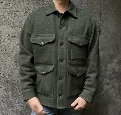 Vintage 1970s 80s FILSON Wool Forest Green Mackinaw Cruiser Hunting Jacket XL 44 - Image 1 of 4