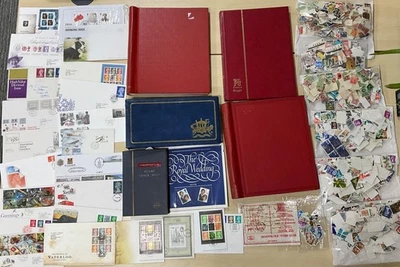 Sellos GB + algún mundo, caja limpia = álbum libro de stock + paquetes de papel HE23 Foto 1 de 4