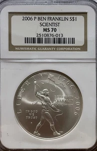 2006 P Ben Franklin Commemorative Dollar-Scientist-MS70 NGC - Picture 1 of 3