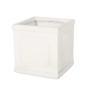 Outdoor Indoor Garden Plant Pot, Antique White Cast Stone Planter, Medium,14" H - Picture 1 of 6